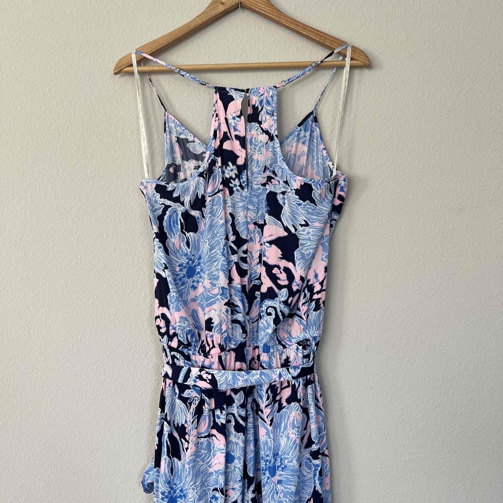 Lilly Pulitzer Large Dusk Jumpsuit Amore‎ Belted Adjustable Strap Straight-Cut - Picture 5 of 12